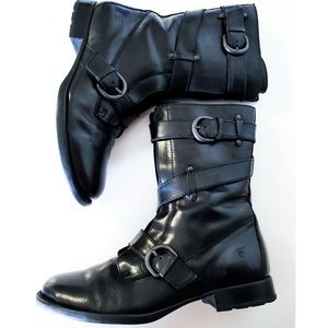 Born Alamid Black Leather Burnished Moto Boot